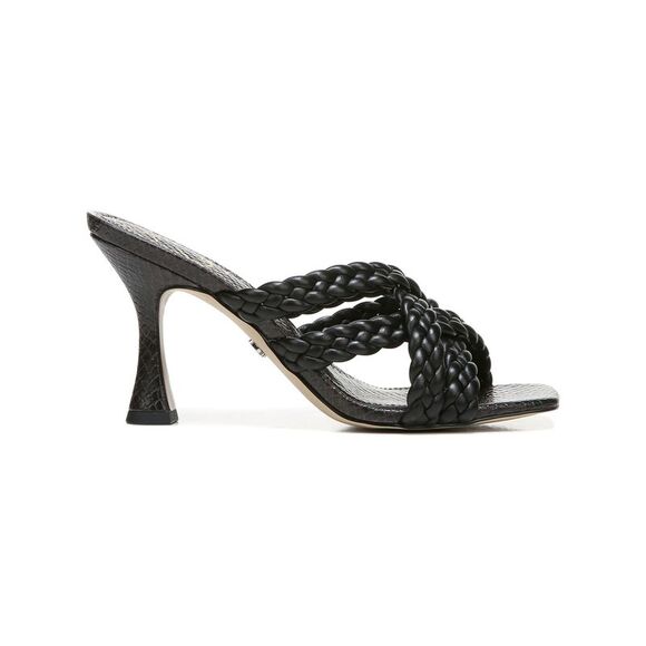 NWT SAM EDELMAN Womens Black Straps Marjorie Flare Slip On Leather Sandals 11 - Picture 3 of 5